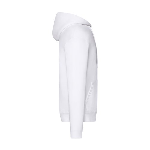 Chaqueta con capucha blanca de mezcla de algodn para hombre con cremallera completa y bolsillos.