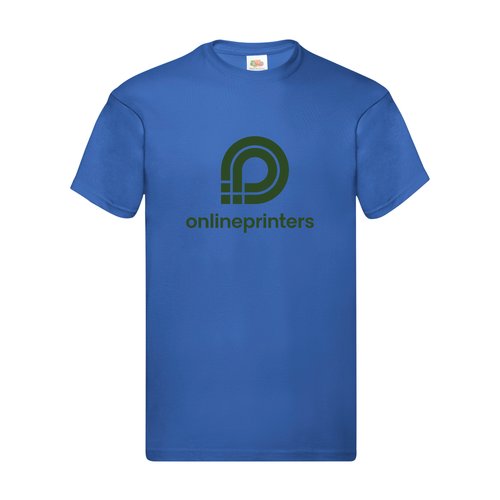 Camiseta de algodn azul real para hombre con mangas cortas.
