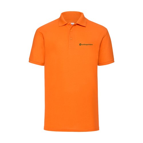 Polo piqu naranja de mezcla polister-algodn con tapeta de botones corta.