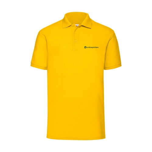 Polo piqu amarillo de polister y algodn con tapeta de botones corta.