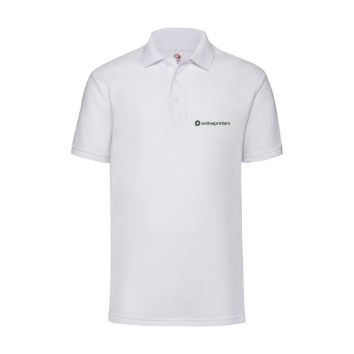 Polo blanco de tela mixta para hombre con tapeta de botones corta.
