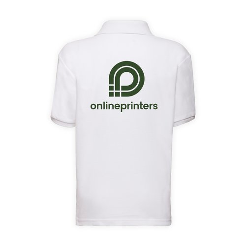 Polo piqu blanco de tela mixta para nios con mangas cortas.