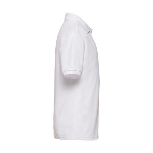 Polo de piqu blanco de mezcla de tejidos para nios con tapeta de botones.