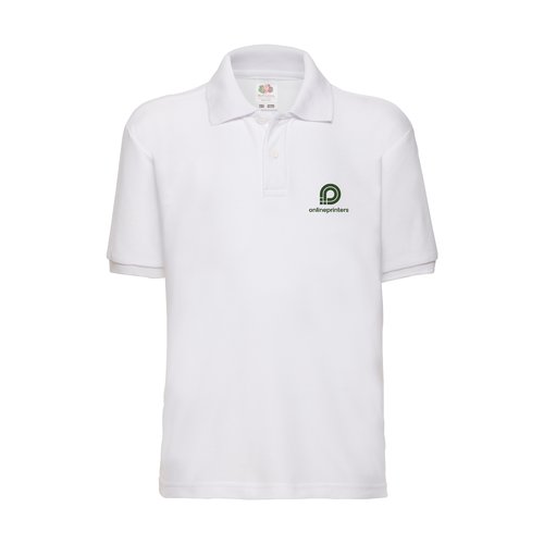 Polo blanco de mezcla de piqu para nio con manga corta.