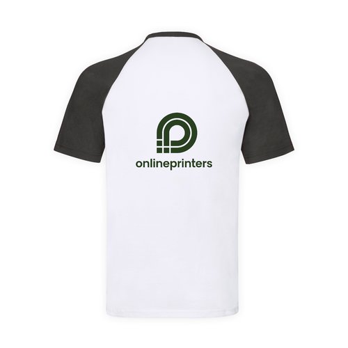 Camiseta blanca de algodn con mangas ragln negras para hombre.