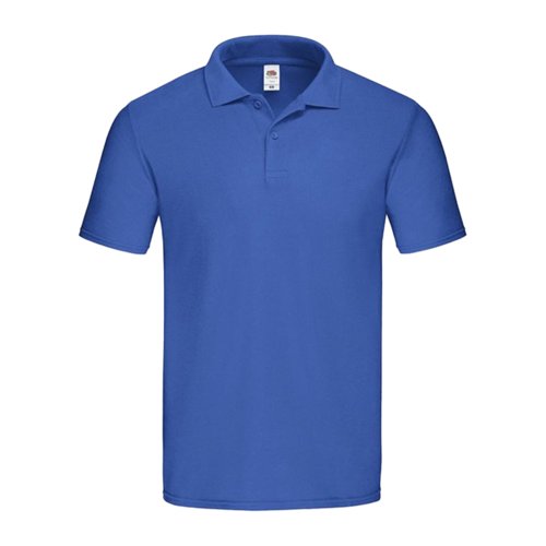 Polo de algodn azul real para hombre con tapeta de botones corta.