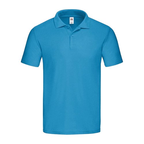 Polo de algodn azul celeste para hombre con tapeta de botones corta.