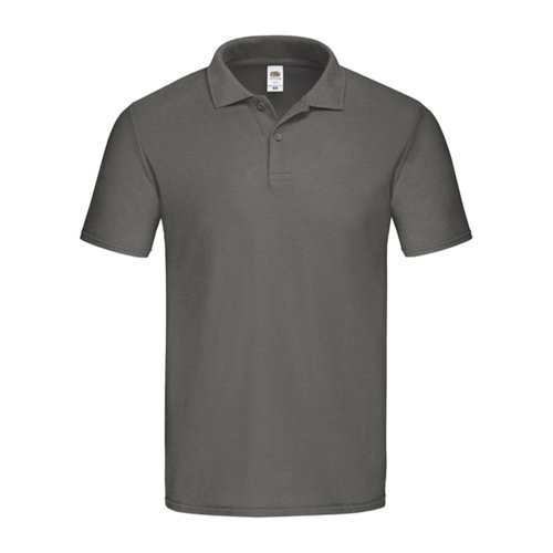 Polo de algodn gris oscuro con tapeta de botones.