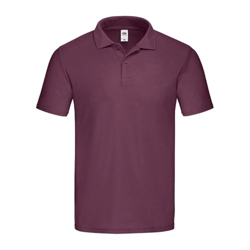 Polo de algodn burdeos para hombre con tapeta de botones corta.