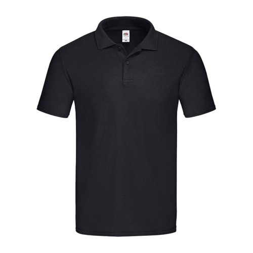 Polo negro de algodn con tapeta de botones corta.
