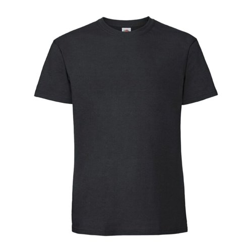 Camiseta negra de algodn con mangas cortas y cuello redondo.