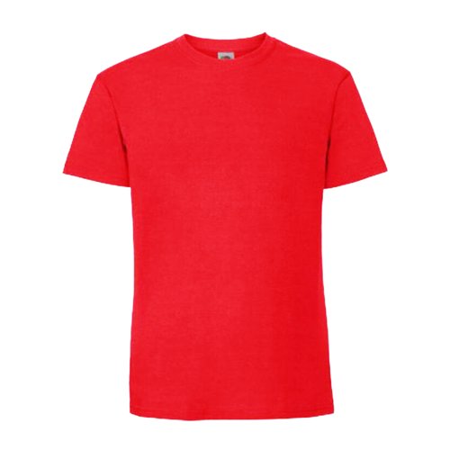 Camiseta roja de algodn con mangas cortas y cuello redondo.