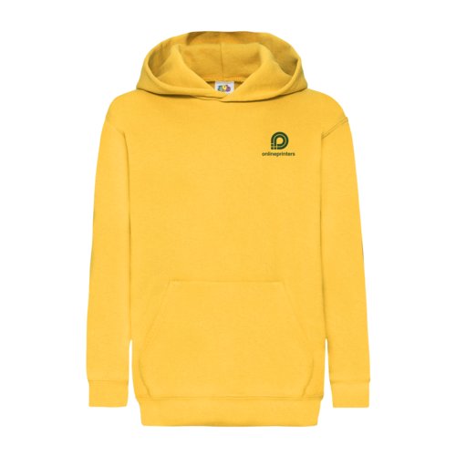 Sudadera con capucha amarilla para nios, mezcla de algodn, con capucha y bolsillo tipo canguro.