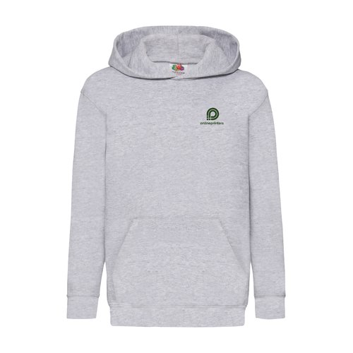 Sudadera con capucha jaspeada gris para nios en mezcla de algodn con capucha y bolsillo canguro.