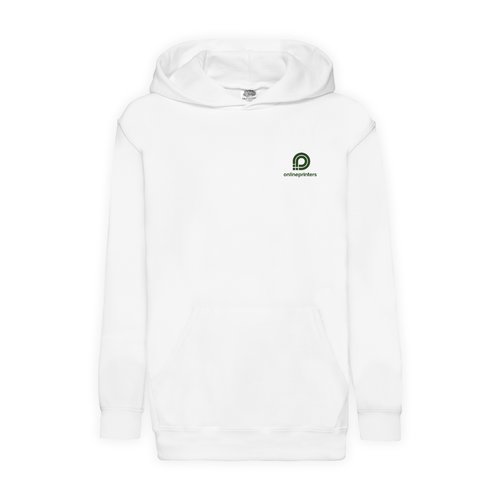 Sudadera blanca para nios en mezcla de algodn con capucha y bolsillo tipo canguro.