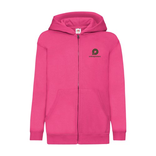 Chaqueta de chndal fucsia para nios, mezcla de algodn, con capucha y cremallera.