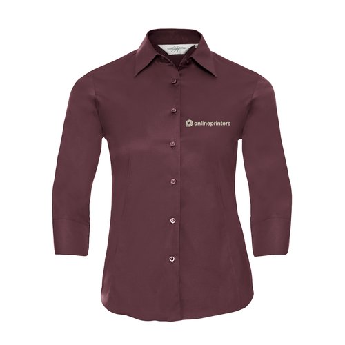 Blusa burdeos de algodn para mujer con elastano.
