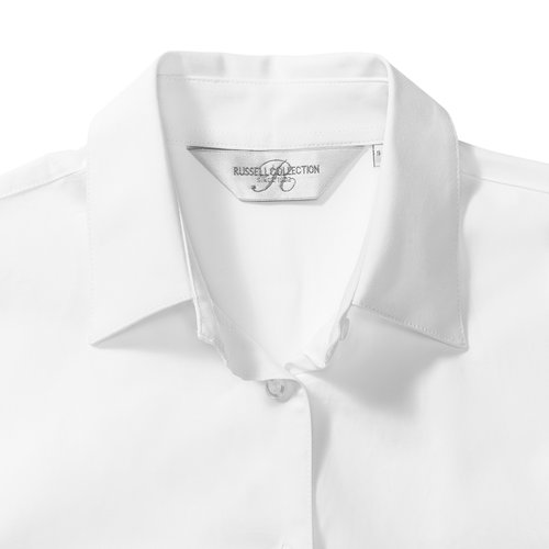 Blusa blanca de algodn con elastano para mujer.