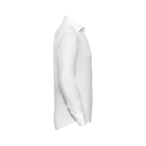 Camisa blanca de mezcla de algodn para hombre, manga larga.
