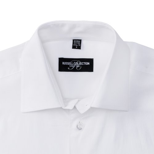 Camisa blanca de mezcla de algodn para hombre con elstico.