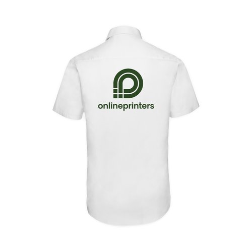 Camisa blanca de manga corta de mezcla de algodn para hombre.