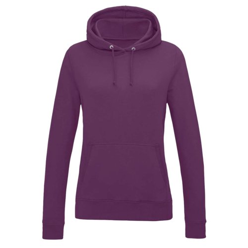 Sudadera con capucha morada de mezcla de algodn para mujer con capucha y bolsillo tipo canguro.