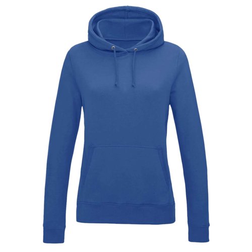 Sudadera con capucha azul real de algodn y polister para mujer con capucha y bolsillo tipo canguro.