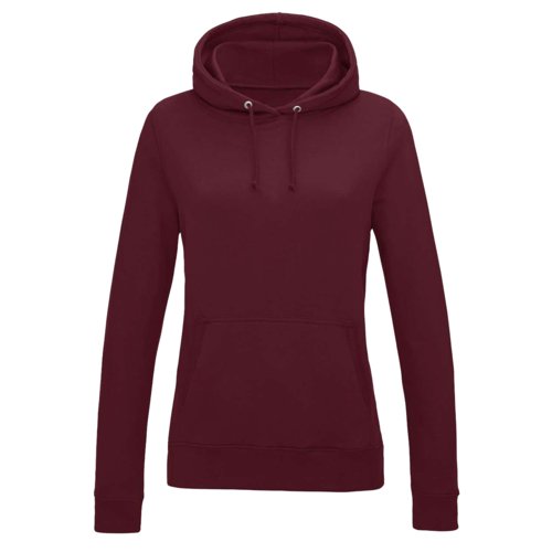 Sudadera con capucha burdeos de algodn y polister estilo universitario con capucha y bolsillo tipo canguro.