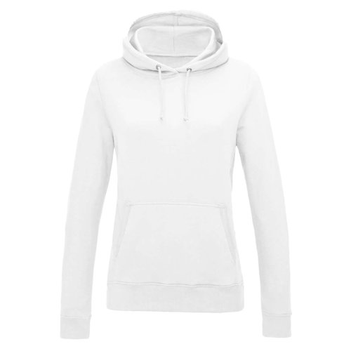 Sudadera blanca de algodn y polister con capucha y cordn.