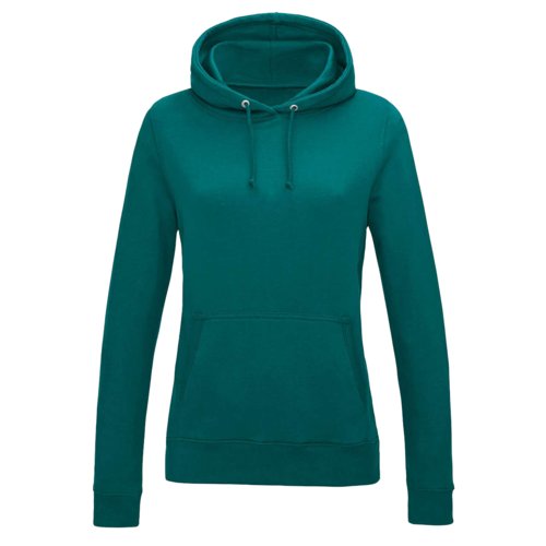 Sudadera con capucha turquesa de algodn y polister con capucha y bolsillo tipo canguro.