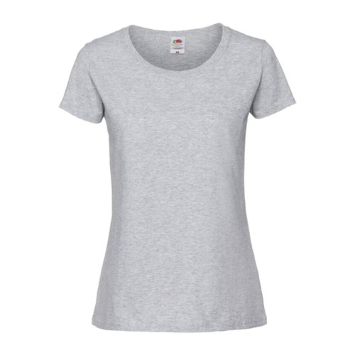 Camiseta de algodn gris jaspeado para mujer con mangas cortas.