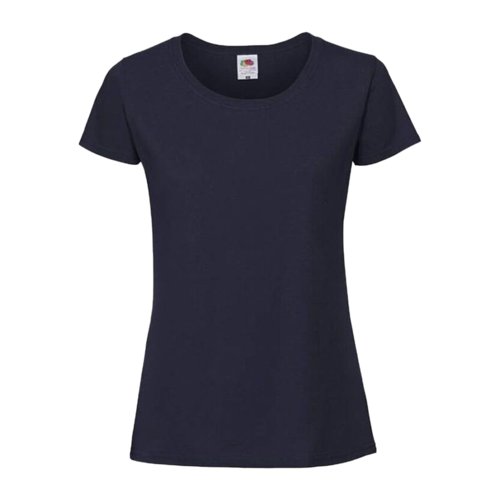 Camiseta de algodn azul oscuro de mujer con manga corta.