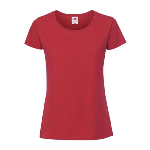 Camiseta roja de algodn para mujer con mangas cortas.