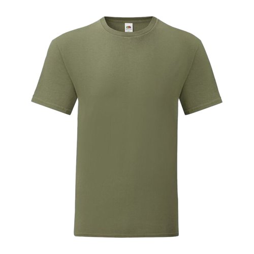 Camiseta de algodn verde oliva con mangas cortas y cuello redondo.
