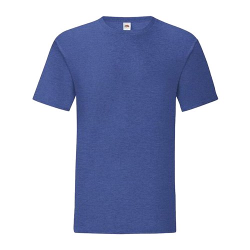Camiseta de hombre azul jaspeada de algodn con cuello redondo.