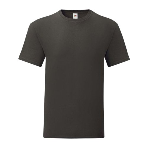 Camiseta de algodn gris oscuro con mangas cortas y cuello redondo.