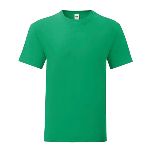 Camiseta verde de algodn con mangas cortas y cuello redondo.