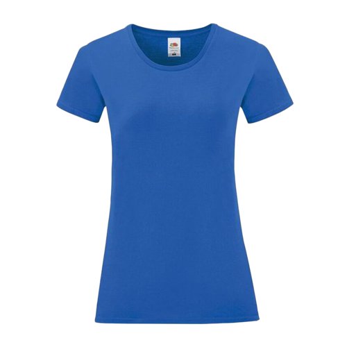 Camiseta de algodn azul real para mujer con mangas cortas.