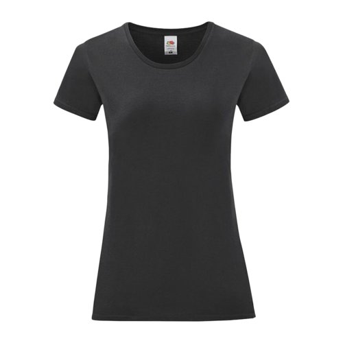 Camiseta negra de algodn para mujer con mangas cortas.