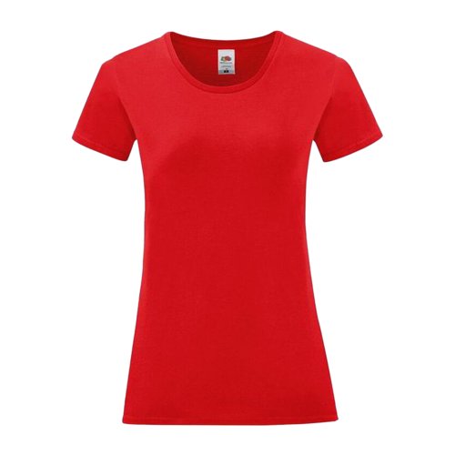 Camiseta roja de algodn para mujer con mangas cortas.