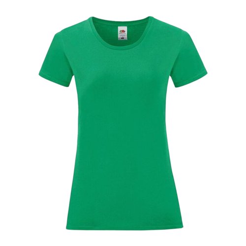 Camiseta verde de algodn para mujer con cuello redondo y manga corta.