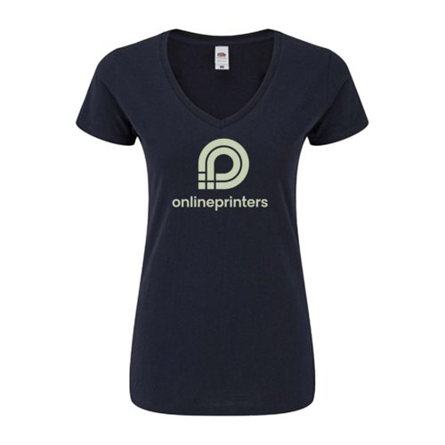 Camiseta de mujer azul oscuro con cuello en V.