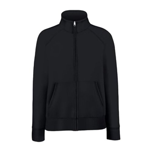 Chaqueta de chndal negra de mezcla de algodn con cremallera completa y bolsillos.