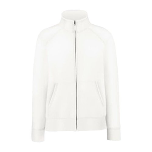 Chaqueta de chndal blanca de mezcla de algodn con cremallera completa.