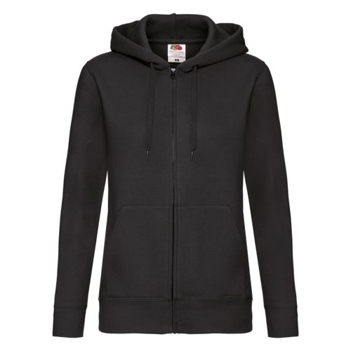 Chaqueta con capucha negra de mezcla de algodn con cremallera y cordn.