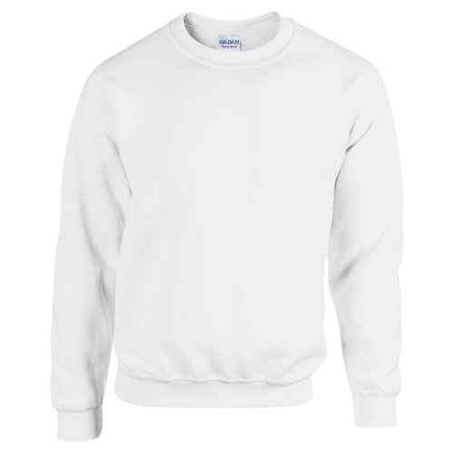 Sudadera blanca de mezcla de algodn y polister para hombre con cuello redondo.