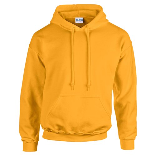 Sudadera con capucha amarilla dorada en mezcla de algodn con capucha y bolsillo tipo canguro.