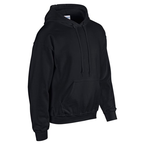 Sudadera negra de mezcla de algodn con capucha y bolsillo tipo canguro.