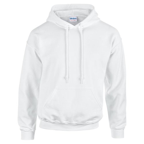 Sudadera blanca de mezcla de algodn con capucha y bolsillo tipo canguro.