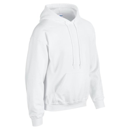 Sudadera blanca de algodn y polister para hombre con capucha y bolsillo tipo canguro.